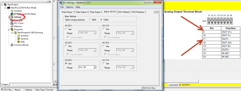 8 Analog settings